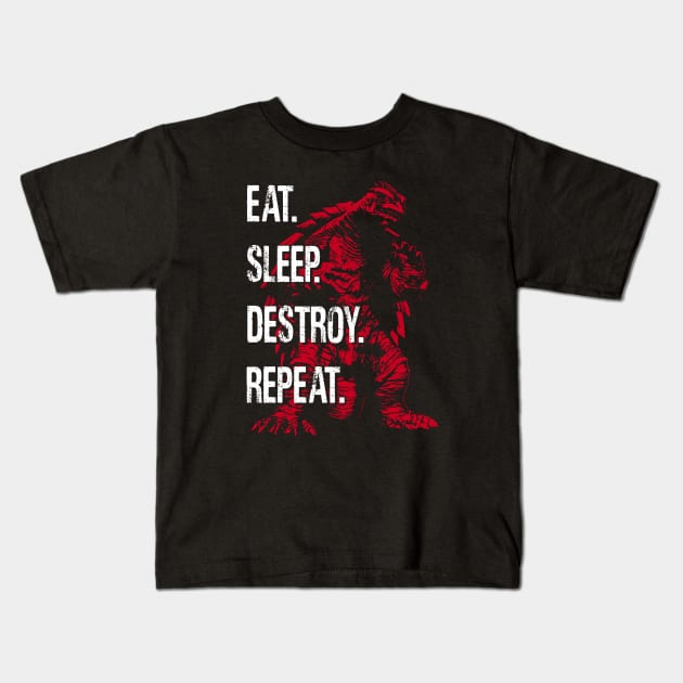 GAMERA 1999 - Eat Sleep Destroy Repeat Kids T-Shirt by ROBZILLA